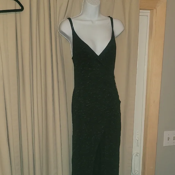 Express Dark Grey Marled V-Neck Sleeveless Maxi Dress - Picture 1 of 8